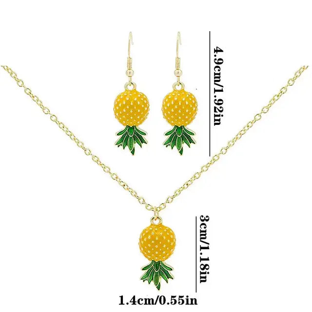 Upside-down Pineapple Earrings & Necklace Set
