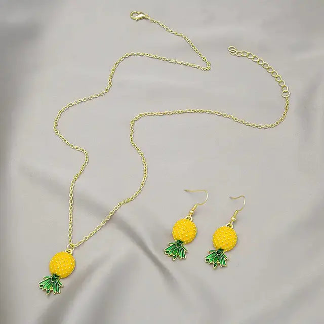 Upside-down Pineapple Earrings & Necklace Set