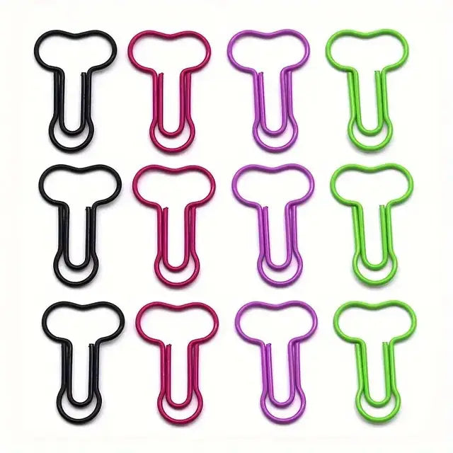 Penis Shaped Paper Clips (10 clips per bag - assorted colors)