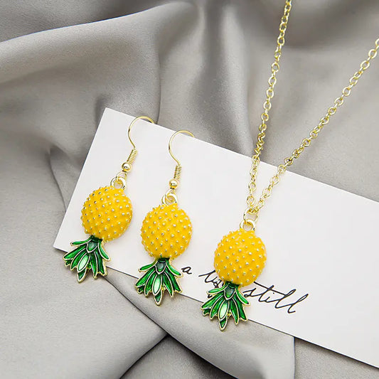 Upside-down Pineapple Earrings & Necklace Set