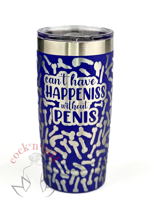 Navy Blue 20 oz. Stainless Steel Polar Camel Tumbler - "Can't Spell Happeniss without Penis"